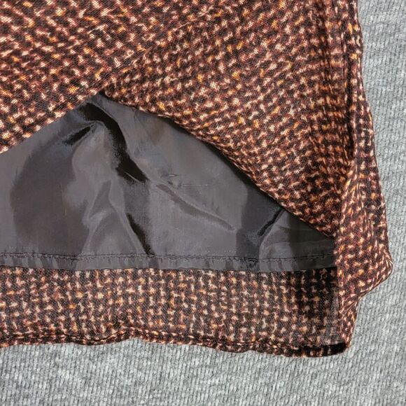 Kasper Skirt Womens 14 Brown & Black 100% Wool Lined Career Modest Flare Midi - Picture 4 of 11